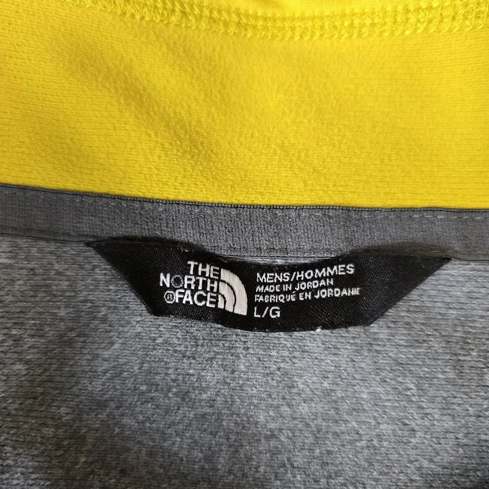 The North Face Pullover Shirt Mens Large Gray Yellow 1/4 Zip Hiking Long Sleeve